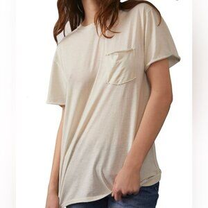 Free People We The Free Vella T-Shirt Oversized Pocket White Swan Ivory S